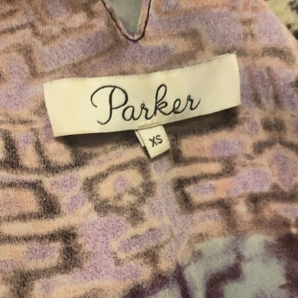 Parker blue purple abstract halter swing dress BB27